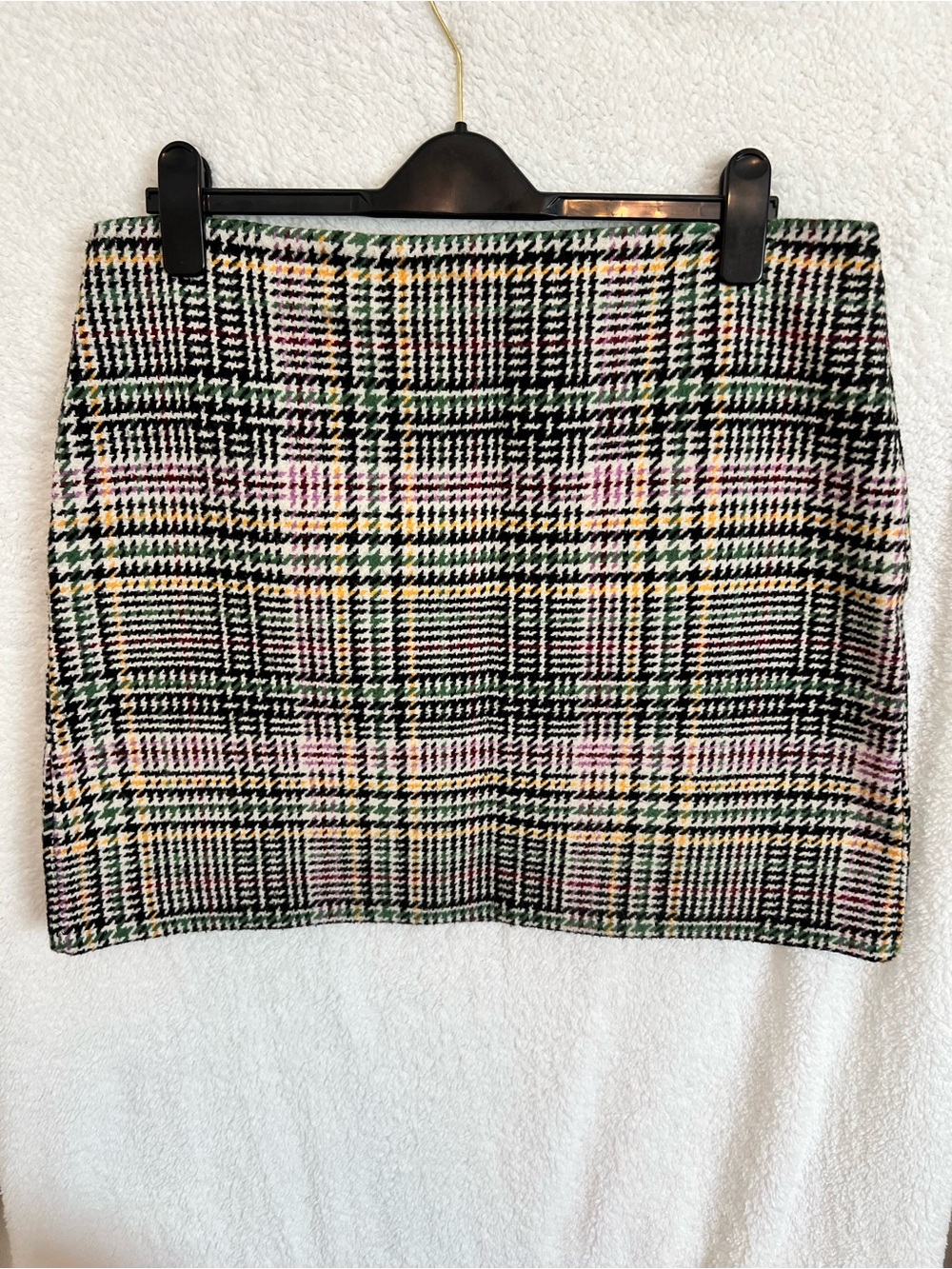 LOFT Plaid Mini Skirt in Black, Pink & Green